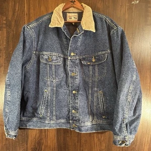 VTG Lee Storm Rider Blanket Lined Denim Jean Jacket Trucker Sz XXL - Picture 1 of 8