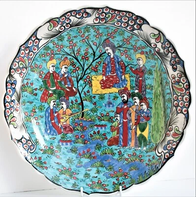 Turkish Kutahya Charger Hand Painted Ceramic Decorative Ottoman Scene - Image 1 of 4