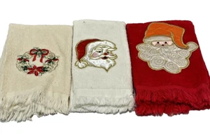 Royal Frottee 3er Set Weihnachten Fingerspitzentücher Weihnachtsmann und Kranz weiß rot - Bild 1 von 6