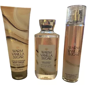 Bath and Body Works Warm Vanilla Sugar Shower Gel, Mist, & Cream 3-Piece Bundle - Picture 1 of 3