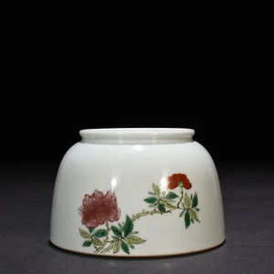 4.3" qing dynasty kangxi mark Porcelain Underglaze red flowers Brush Washer - Picture 1 of 6