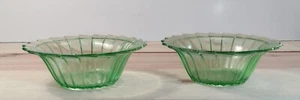 Federal Green Depression Glass Vintage Small Bowls Set Of 2 - Picture 1 of 4