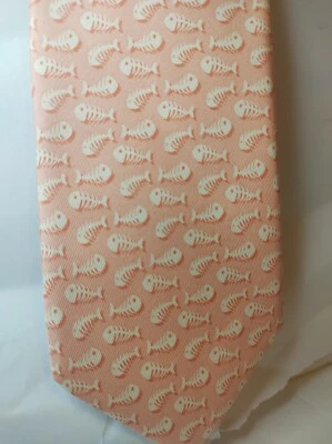 Vineyard Vines NUEVO Corbata Para Hombre Huesos de Pescado Naranja Satinado Seda EE. UU. Foto 1 de 4