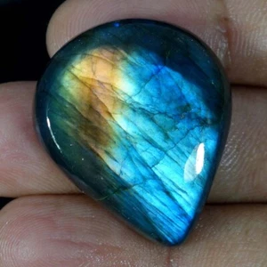 Corona Chakra Blu Flash Labradorite Pera Cabochon Pietra Preziosa 53,30 Cts - Foto 1 di 6