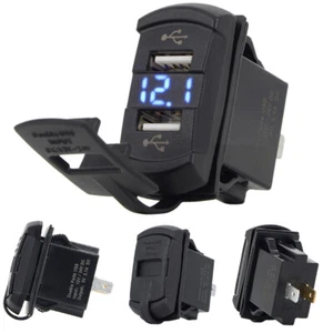 PD + QC3.0 Dual USB Car Fast Charger Power Socket Outlet LED Voltmeter 12V-24V  - Picture 1 of 12