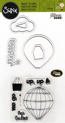 Sizzix, Framelits, Clear Stamps, 5 Die Set, Clear Stamps, Hot Air Balloon, Sky  - Image 1 of 4