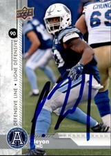 Cleyon Laing Signed 2018 Upper Deck CFL Football card Toronto Argonauts