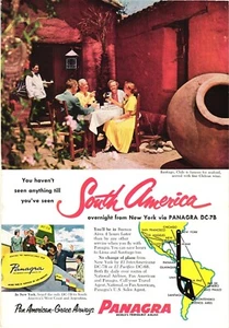 Print Ad Pan American Panagra Airlines World's Friendliest Chile Vintage c1956 - Picture 1 of 1