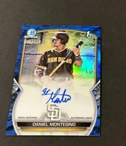 2023 BOWMAN CHROME DANIEL MONTESINO BLUE LUNAR CRATER REFRACTOR AUTO RC #39/150! - Picture 1 of 8