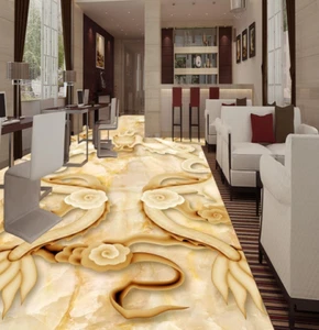 3D Two Dragon 88 Floor WallPaper Murals Wall Print Decal AJ WALL CA Lemon - Picture 1 of 6