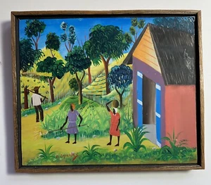 Original Ölgemälde auf Masonit des haitianischen Künstlers Fritz Charles - Bild 1 von 8