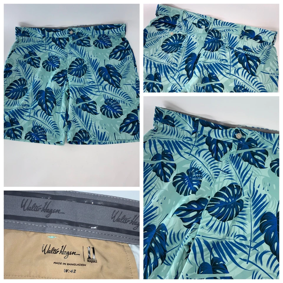 Pantalones Cortos de Golf Walter Hagen 11 Majors Talla 42 Hombres Floral Azul Poliéster YGI W4-164 Foto 1 de 4