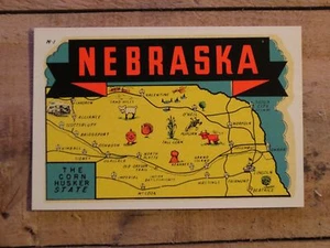 Calcomanía de equipaje de recuerdo de viaje estatal mapa NEBRASKA de colección  - Imagen 1 de 1