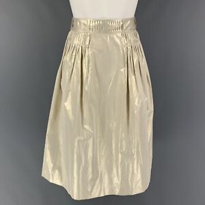 JIL SANDER Size 4 Platinum Polyester Pleated Skirt