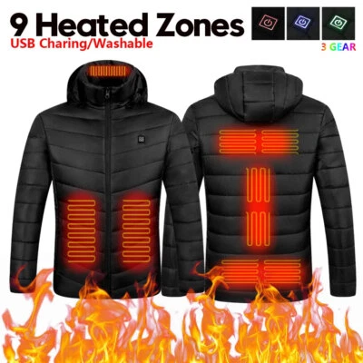 Men Women Electric Coat Heated Jacket USB Winter Warm Up Heating Pad Body Warmer - Image 1 of 4