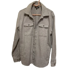 Express Gray Heavy Polyester Button Down Shirt Jacket Large - Picture 1 of 10