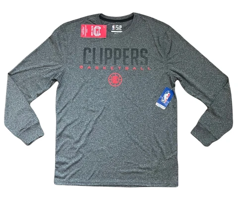 Ultra Game NBA LA Clippers Basketball Grey Long Sleeve Athletic Shirt Mens Large Cover