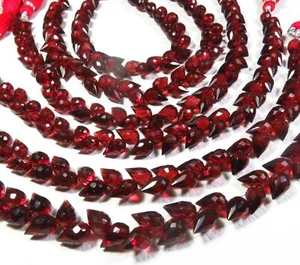 Natural Garnet Briolette Diagonal Drilled Faceted Gems Beads 4"Strand 6.5-10mm - Picture 1 of 11