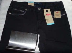 Jeans vita regolabile Levi's per bambina super skinny 15 REG, NERI NUOVI CON ETICHETTE - Foto 1 di 4
