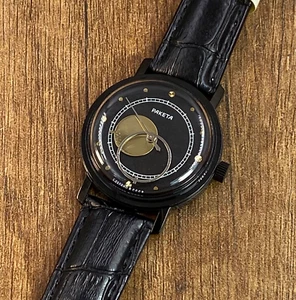 Raketa Kopernik Kopernikus schwarz mechanische Sowjetzeit Herren Mond Sonne Uhr NEU! - Bild 1 von 20