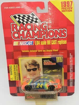 Racing Champions 1997 edición previa #24 Jeff Gordon con tarjeta de coleccionista y soporte Foto 1 de 4