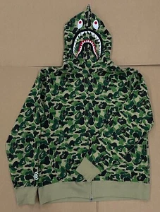 A BATHING APE BAPE GREEN ABC CAMO FULL ZIP SHARK HOODIE SZ 3XL - Picture 1 of 5