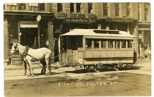 Carro tirado por caballos Fulton 1911 condado de Oswego RPPC NY - Imagen 1 de 2