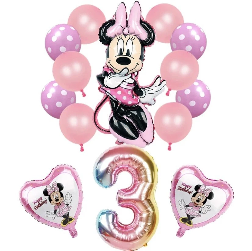 Minnie Mouse Balloons 3rd Birthday Party Decorations Age 3 Pink Girls Kids - Image 1 of 1