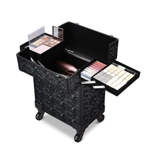 Maleta organizadora de maquillaje cosmético de aluminio estuche de tren con ruedas Byootique - Imagen 1 de 10