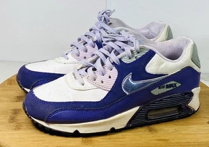 NIke Air Max 90 2007 GS Running Shoes, 345017-118, Wht/PPL/Lav, LEA, Youth 4.5 - Picture 1 of 8