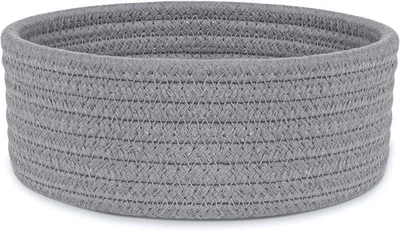 Pequeña cesta tejida, pequeña cesta de almacenamiento poco profunda vacía, mini cuerda de algodón  Foto 1 de 4