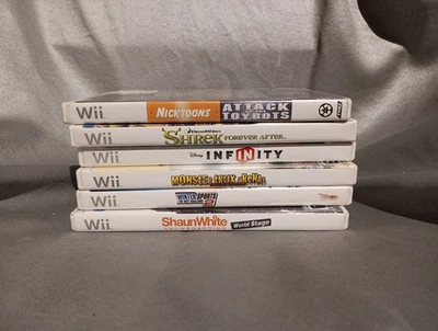 Wii Games Lot of 6 Tested Working Shrek, Disney Infinity, Spongebob, Trux - Image 1 of 4