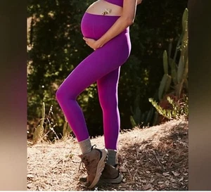 NWT Free People x Hatch Maternity Never Better Leggings Large Flourescent Berry - Picture 1 of 19