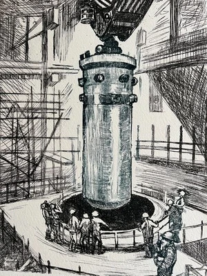 Erika Lahmann Signierte Orig. Radierung DDR - Reaktormontage KKW Lubmin - 10 Ex - Bild 1 von 4