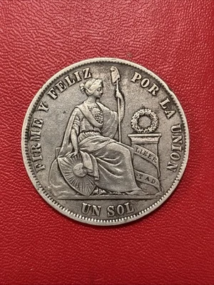 1869 YB Peru Un Sol Silver Coin 90% 25g 22.5g ASW (B) - Image 1 of 2