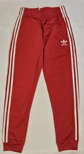 Adidas Red Youth Medium 3 White Stripe Joggers With Pockets - Picture 1 of 4