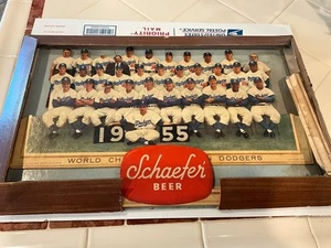 BROOKLYN DODGERS 1955 WORLD SERIES CHAMPIONS SCHAEFER BEER 3-D CARDBOARD SIGN - Picture 1 of 3