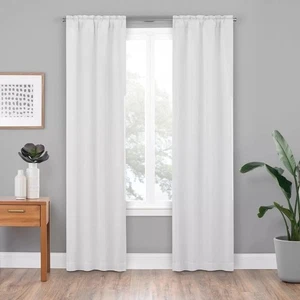 ECLIPSE 2 Solid Minimalist Blackout Thermal Liner Window Curtain 27x80" White - Picture 1 of 2
