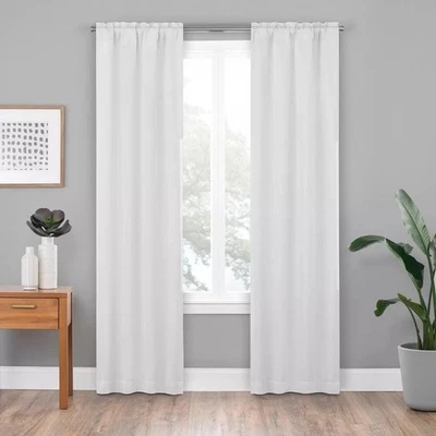 ECLIPSE 2 Solid Minimalist Blackout Thermal Liner Window Curtain 27x80" White - Image 1 of 2