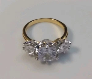 3 Stone Cubic Zirconia Sterling Silver Ring - Size 10 - Picture 1 of 4