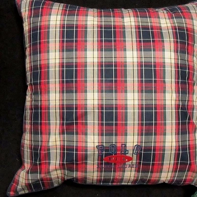 Ralph Lauren Kelso Plaid Embroidered Polo 2pc 26 x 26 Decorative Pillows - Image 1 of 4