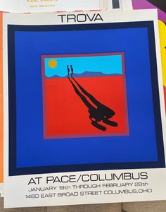 1972 VINTAGE ORIGINAL POSTER ERNEST TROVA PRINT RED BLUE THE FALLEN MAN PACE US - Picture 1 of 2