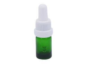 5ml Green Glass Bottle with White Tamper Evident Dropper/Pipette Cap 255pcs - Picture 1 of 3