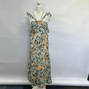 Abito floreale con dettagli Anthropologie Halter. Verde/Arancione/Crema. Regno Unito 20. Prezzo consigliato £140 - Foto 1 di 6
