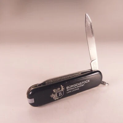 Canivete BURGENSTOCK HOTELS logotipo Victorinox Swiss Army clássico SD preto 58MM - Imagem 1 de 4
