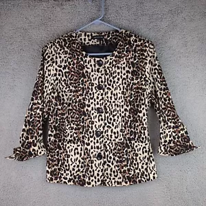 Women's Notation Large Leopard Print Front Pocket Blazer Suit Jacket - Picture 1 of 11