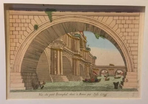 VUE D'OPTIQUE PONT TRIOMPHAL ROME PAR JULES CESAR XVIIIEME.ITALIE BRIDGE - Picture 1 of 5