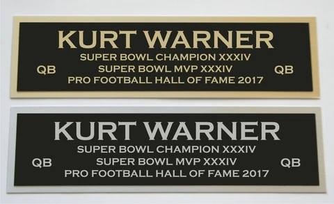 Kurt Warner nameplate for signed jersey football helmet or photo Cover