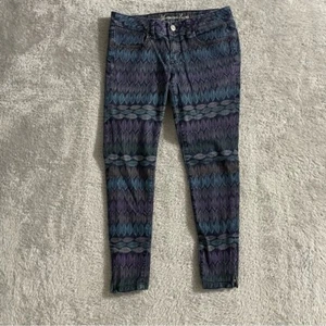 American Eagle Jeggings Womens Size 6 Leaf Design Print Stretch Ankle Zip - Picture 1 of 8