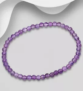 Elegantes elastisches Armband mit Amethyst-Perlen - Edelstein-Kollektion - Bild 1 von 1